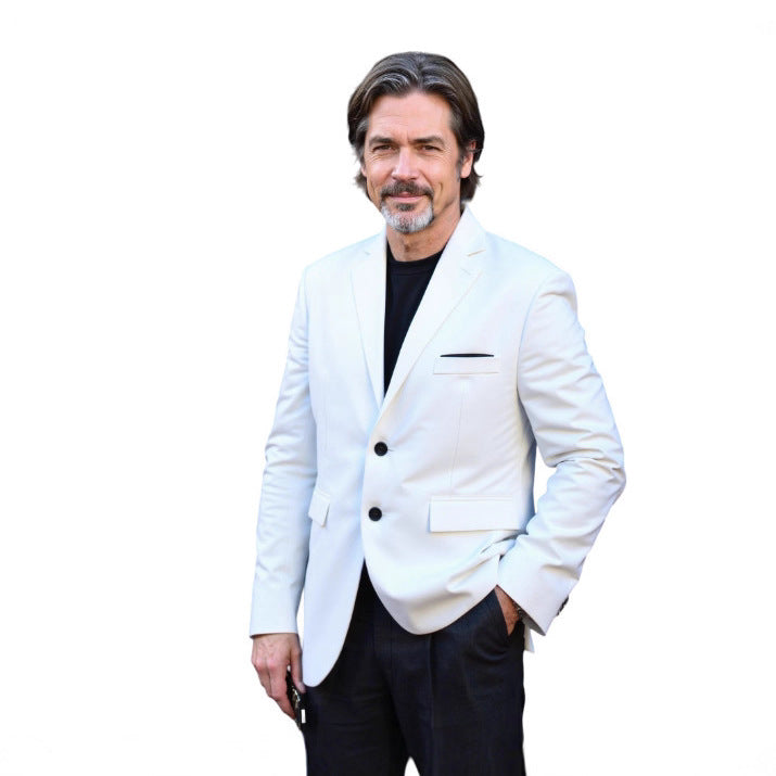 Herren nan taillierter Business-Blazer aus Stretchgewebe mit Brusttasche und schlanker Silhouette EB