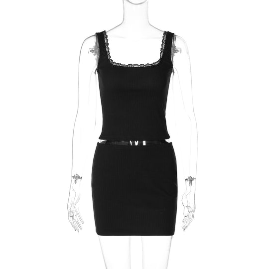 Damen Slim Fit Kleid mit Spitzenakzenten EB