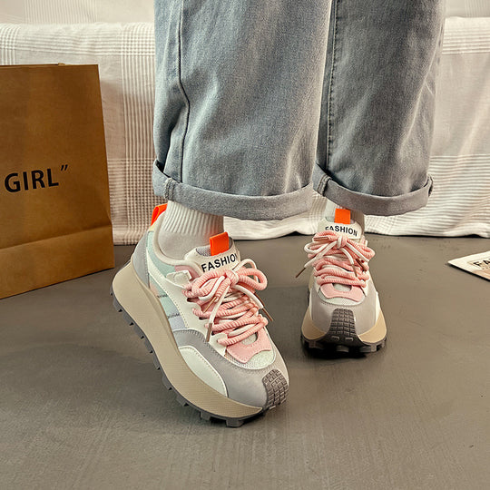 Damen Überdimensionale Plateau Sneakers mit stilvollem Farbverlauf und rutschfester Sohle EB