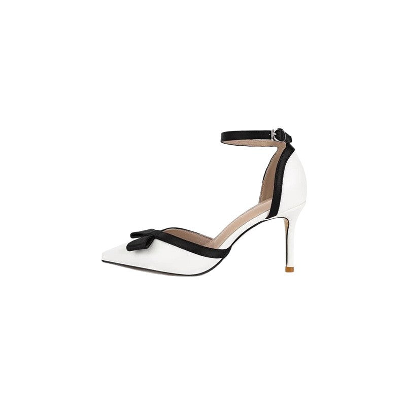 Damen elegante Slingback High Heel Pumps mit zarter Schleifenverzierung EB
