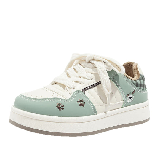 Damen Sportliche Sneakers mit verspieltem Tiermotiv und samtigen Akzenten EB