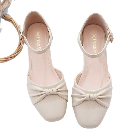 Damen Elegante Ballerinas mit praktischem Riemchen und dekorativem Knoten EB