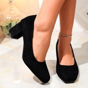 Damen Elegante und klassische Pumps mit mittelhohem Blockabsatz EB