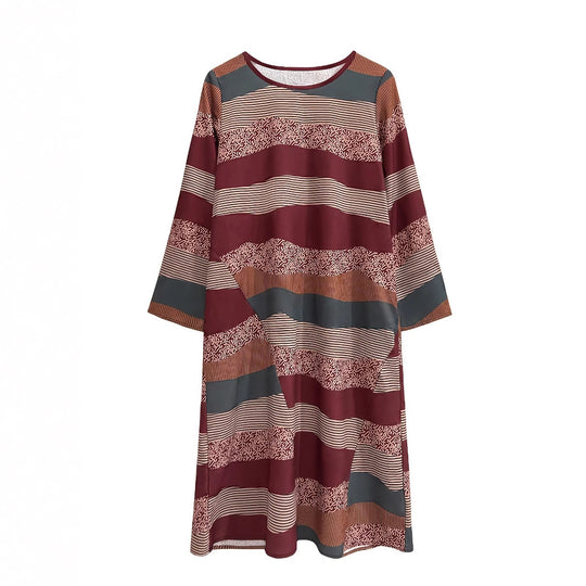 Damen lässiges Maxikleid mit modernem Streifen-Design und bequemem Schnitt EB