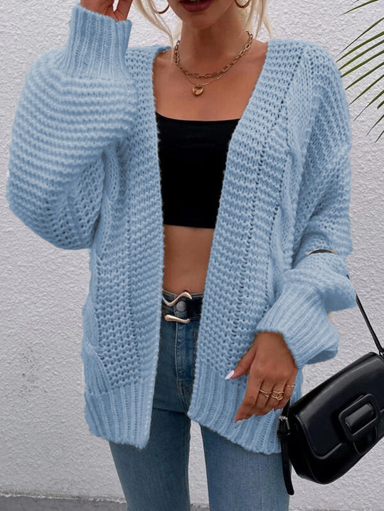 Damen Grobstrickjacke mit lässigem Schnitt und offenen Ärmeln EB