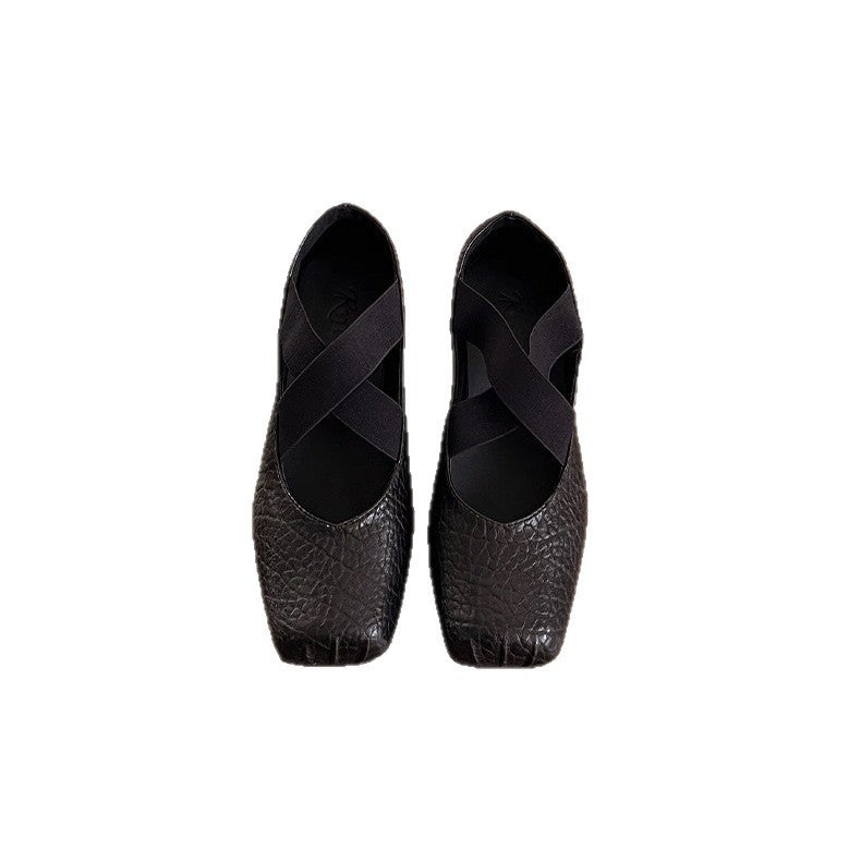 Damen Elegante Ballerinas mit dehnbarem Überkreuz-Riemen EB