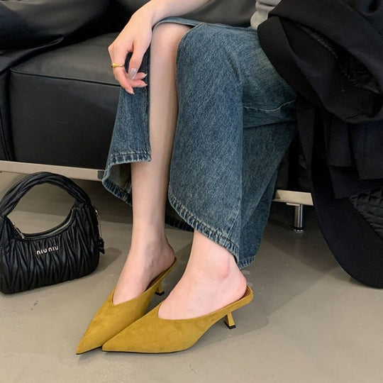 Damen elegante Mules mit spitzem Design EB