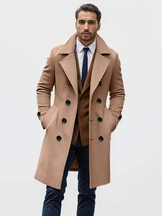 Herren eleganter Langmantel mit gefüttertem Innenfutter und stylischem Kragen EB