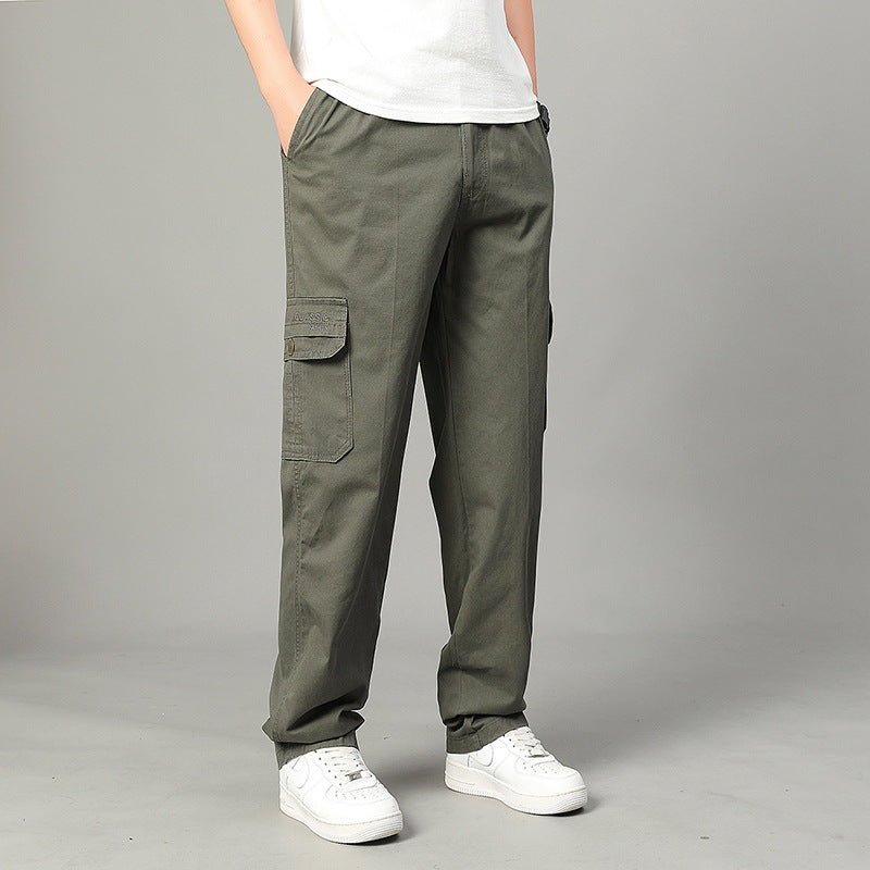 Men's  relaxed cargo pants with multi-pocket utility design and elastic waist EB