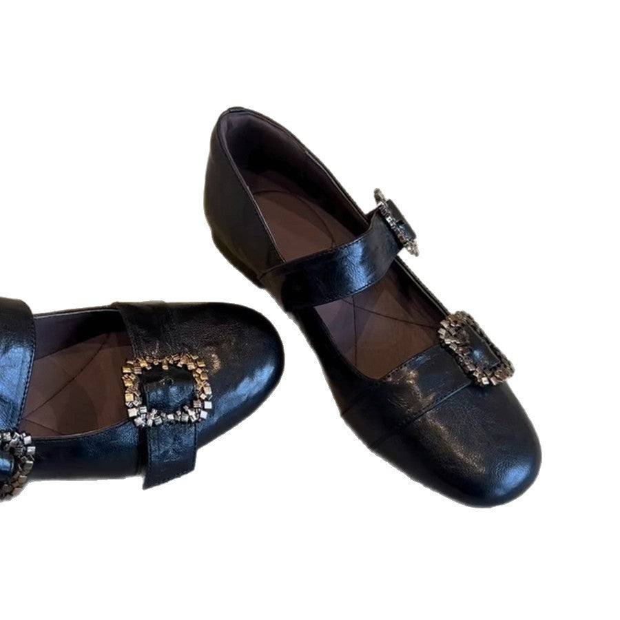 Damen Mary Jane Ballerinas mit funkelnden Schmuckdetails EB