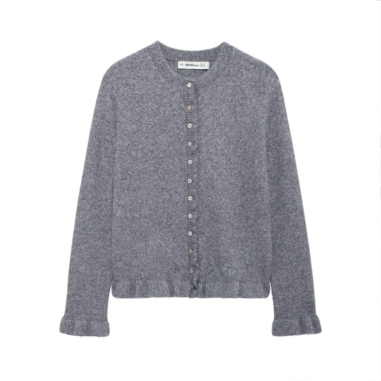 Damen elegante Strickjacke mit dekorativen Knöpfen EB