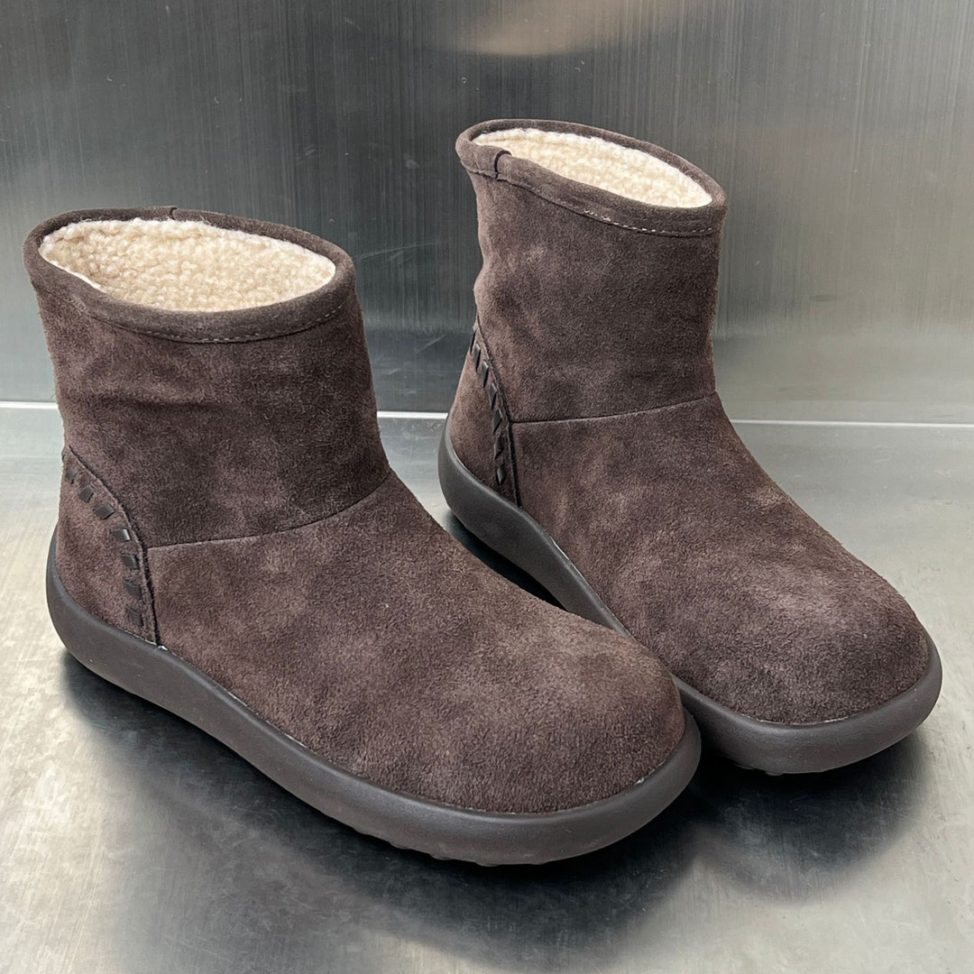 Damen bequeme Winterstiefel aus hochwertigem Wildleder mit kuscheligem Innenfutter EB