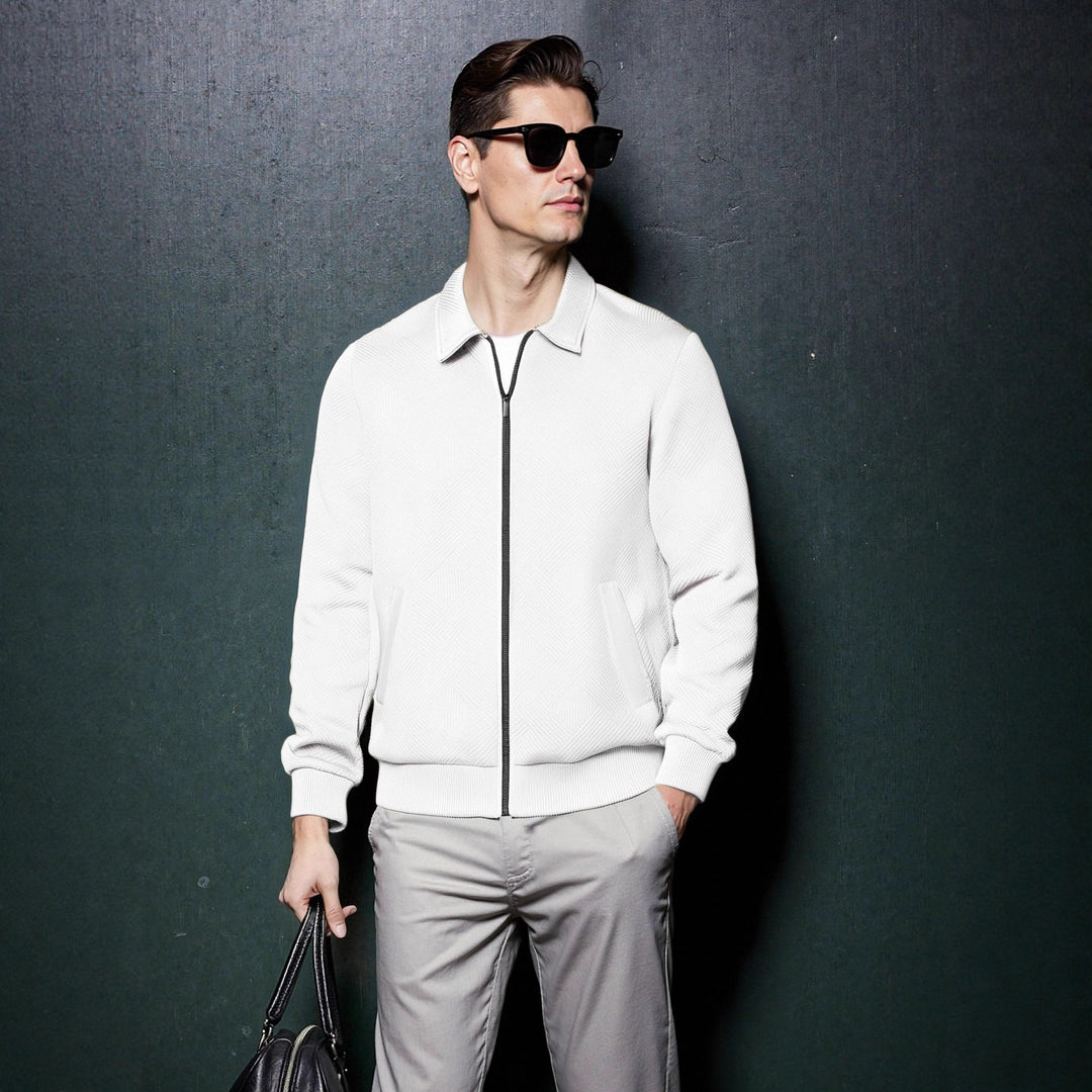 Herren sportliche Jacke mit strukturiertem Design und modernem Kragen EB
