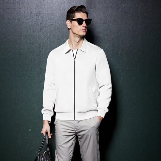 Herren sportliche Jacke mit strukturiertem Design und modernem Kragen EB
