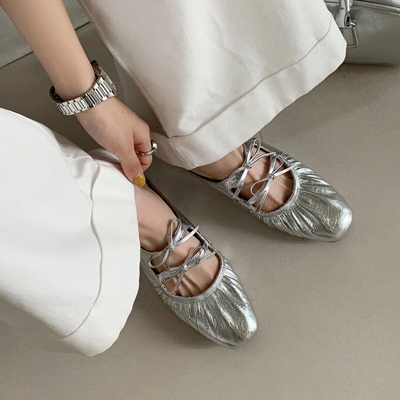 Damen elegante Mules mit raffiniertem Schnür-Design EB