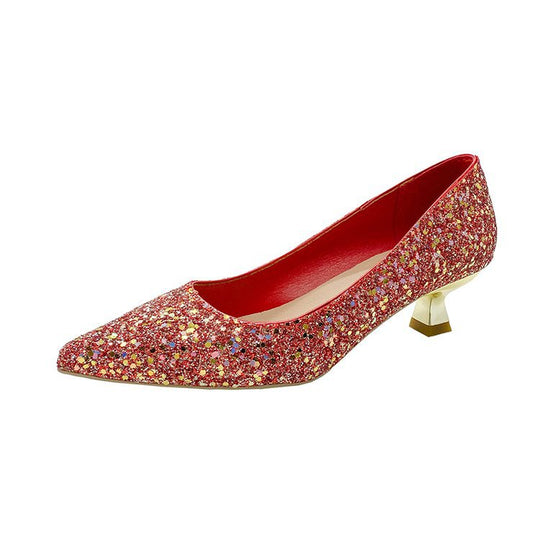 Damen elegante glitzernde Pumps mit spitz zulaufender Form EB