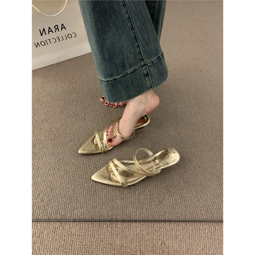 Damen elegante Slingback Sandalen mit v-förmiger Zehenpartie EB