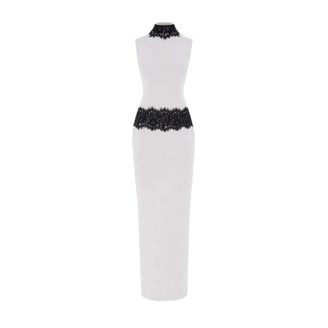 Damen Elegantes und figurbetontes Abendkleid mit Spitzenakzenten EB