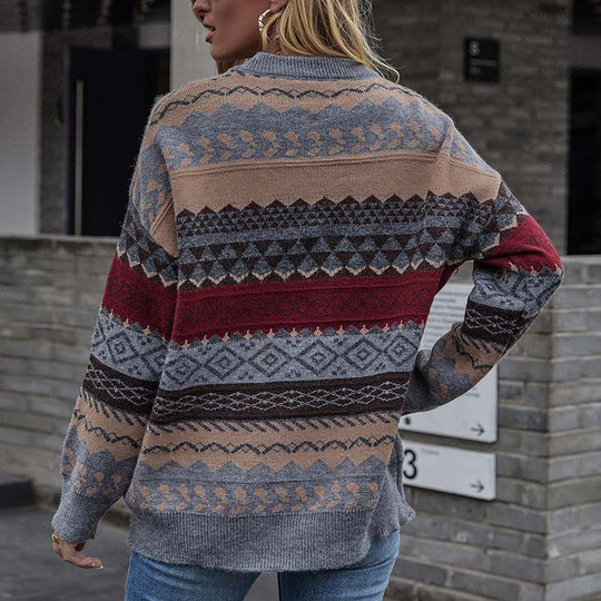EB | Geometrischer Strickpullover Mit Stilvollem Muster