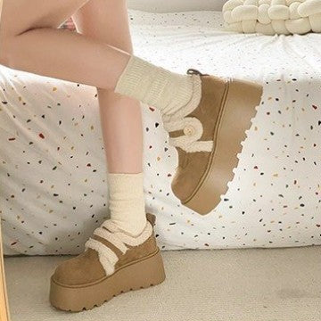 Damen Plüschgefütterte Sneakers mit modischem Klettverschluss und rutschfester Sohle EB