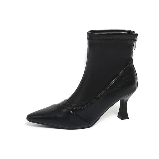 Damen elegante Ankleboots mit modischer Stiletto-Absatz und Reißverschluss EB