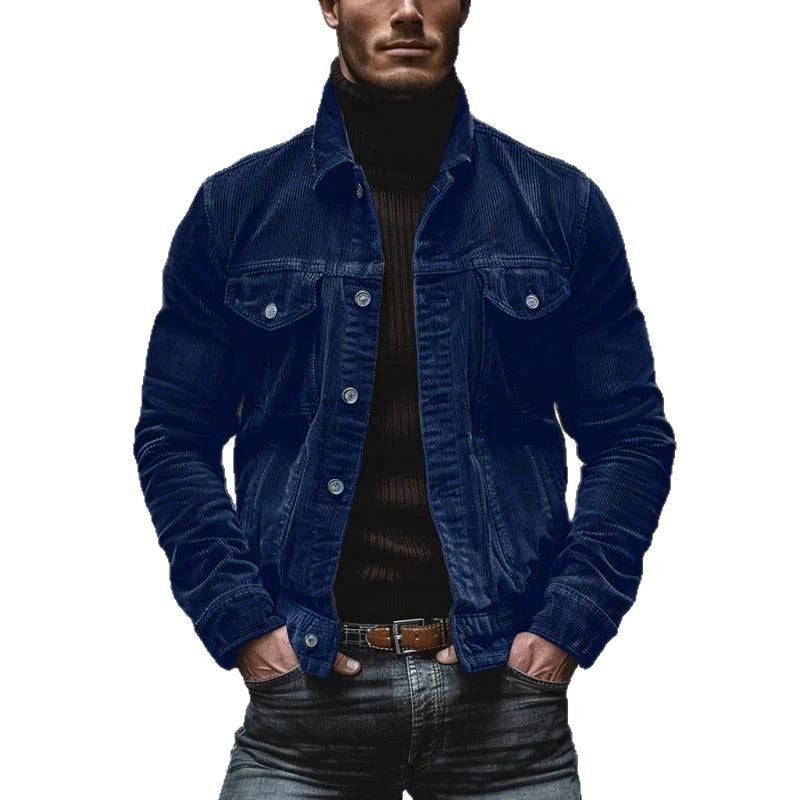 Herren modische Kordjacke mit praktischen Taschen und klassischem Schnitt EB