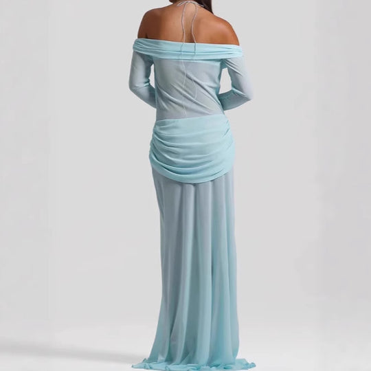 Damen Maxikleid mit raffiniertem Cut-Out-Design und eleganter Drapierung EB