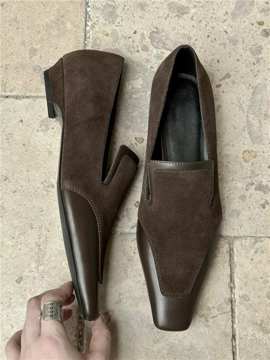 Damen Modische Loafer aus hochwertigem Leder mit elastischem Einschlupf EB