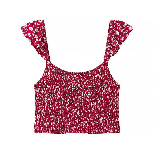 Damen Set aus Crop-Top und schwingendem Maxirock mit floralen Mustern EB