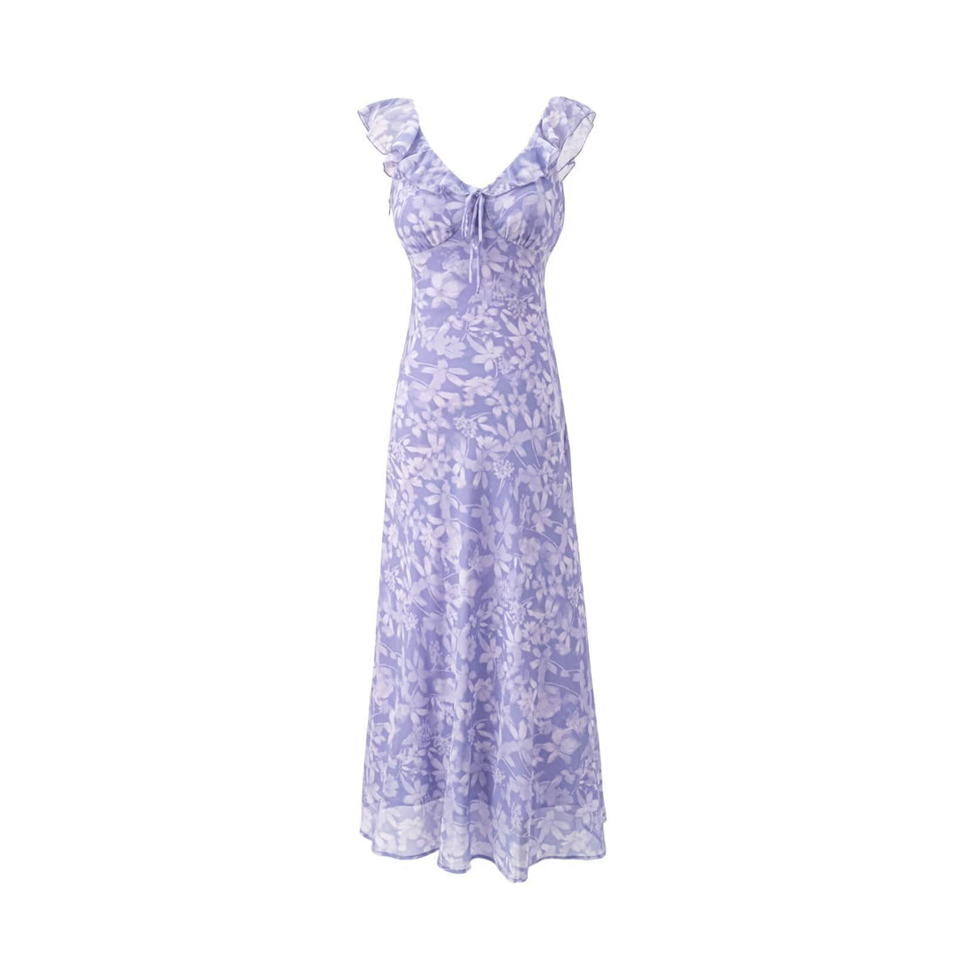 Damen Maxikleid mit romantischem Blumenmuster und raffinierten Rüschendetails EB