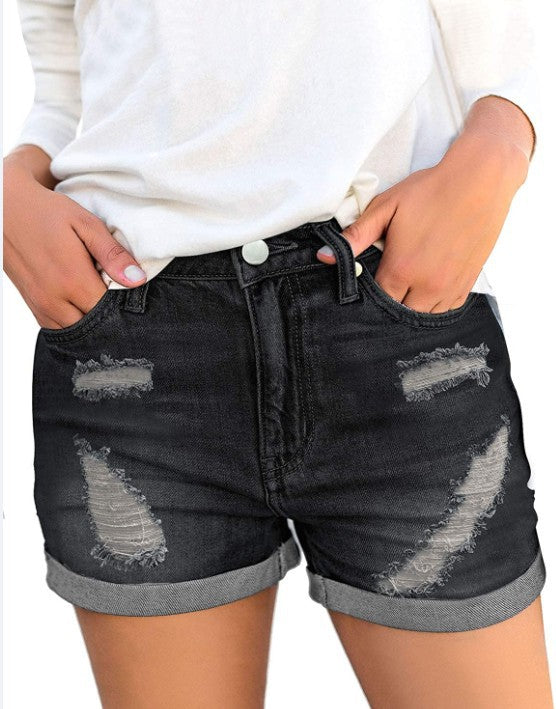 Damen Jeansshorts mit modischen Rissdetails und lässigem Schnitt EB