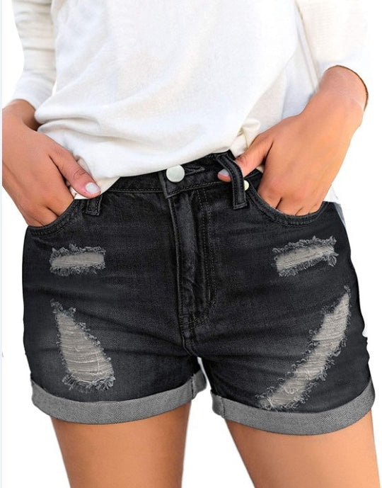 Damen Jeansshorts mit modischen Rissdetails und lässigem Schnitt EB