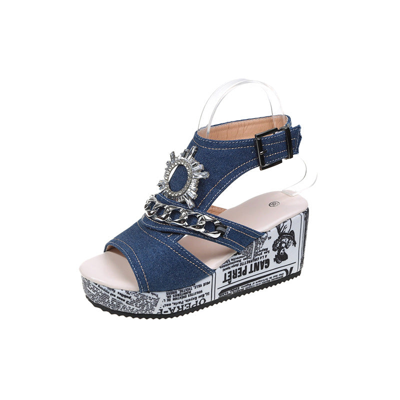 Damen Wedge-Sandalen mit eleganten Verzierungen EB