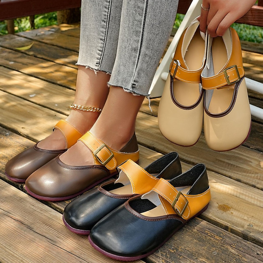 Damen modische Halbschuhe mit dekorativem Riemen und flexibler Sohle EB