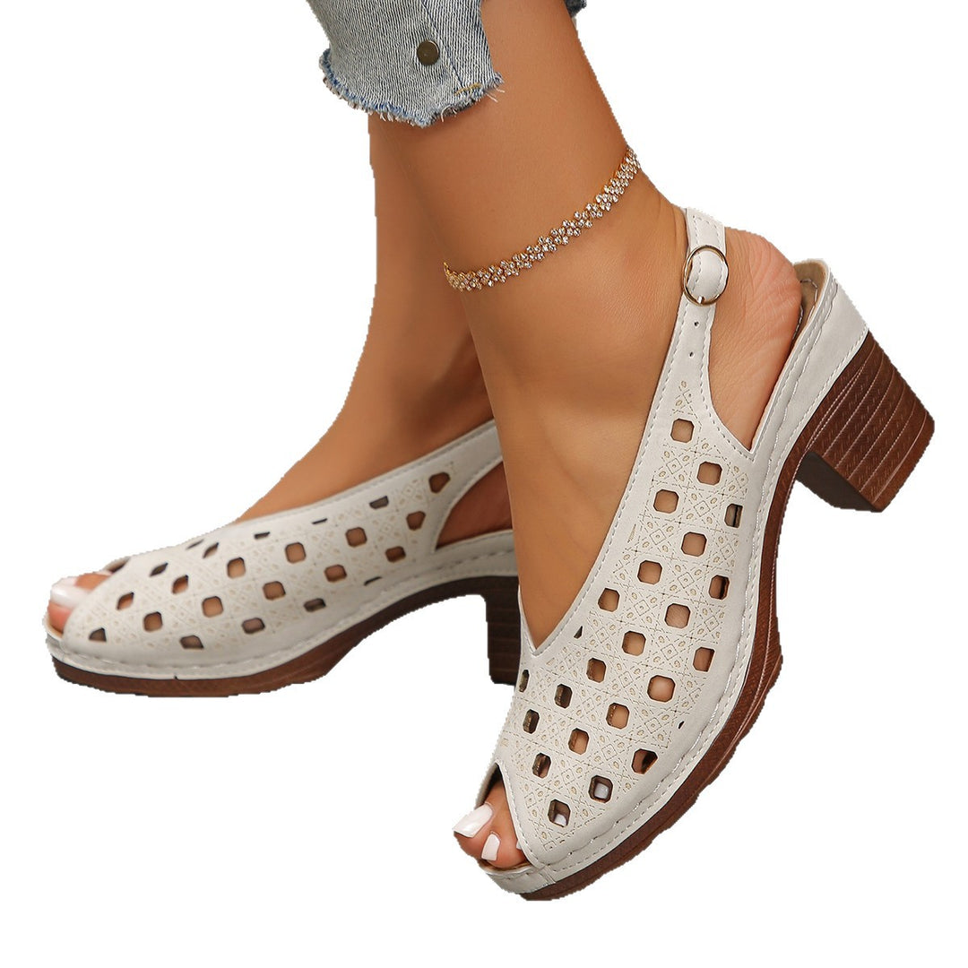 Damen Sling-Pantoletten mit durchbrochenem Design und komfortablem Blockabsatz EB