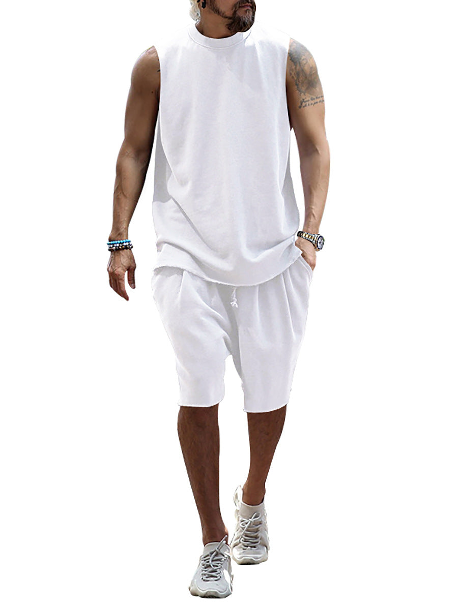 Herren sportliches Tanktop und Shorts-Set aus hochwertigem Baumwollmix EB