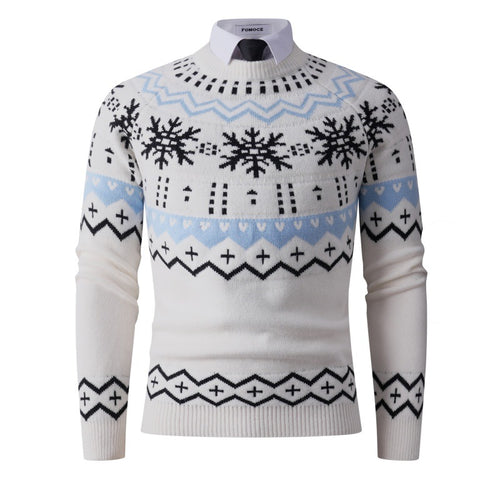 Herren modischer Strickpullover mit kreativem Schneemuster EB