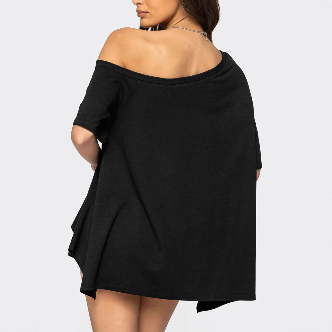 Damen Weit geschnittenes Off-Shoulder T-Shirt EB