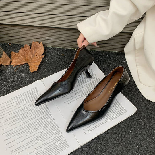Damen elegante Slingback-Pumps mit spitzem Design und modischem Blockabsatz EB