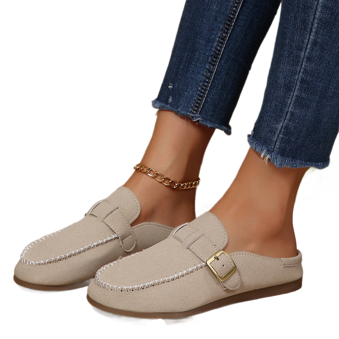 Damen Mokassin-Sandalen mit dekorativem Schnallen-Design EB