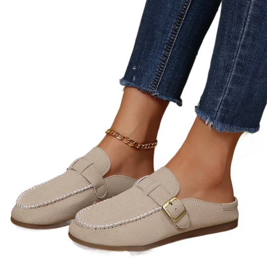 Damen Mokassin-Sandalen mit dekorativem Schnallen-Design EB