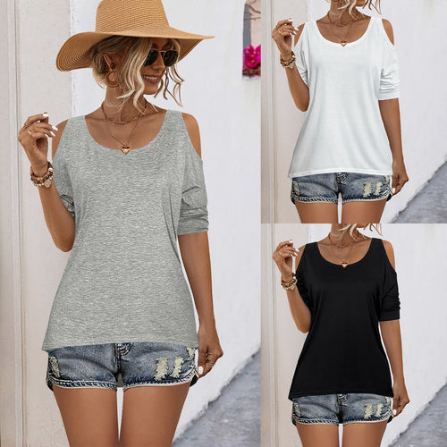 Damen Off-Shoulder Oberteil mit modernen Cut-Out-Details und lässigem Schnitt EB