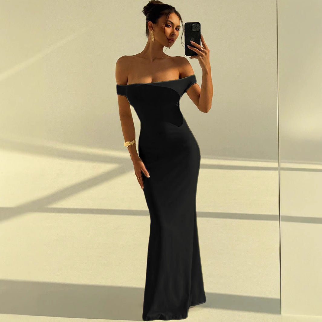 Damen Elegantes Off-Shoulder Maxikleid mit figurbetontem Schnitt EB
