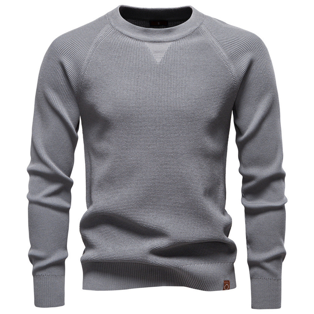 Herren nan mitteldicker Struktur-Strickpullover mit Raglanärmeln und Rippenbündchen EB