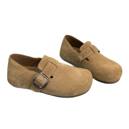 Damen Komfortable Clogs aus feinem Wildleder mit dekorativem Schnallenverschluss EB