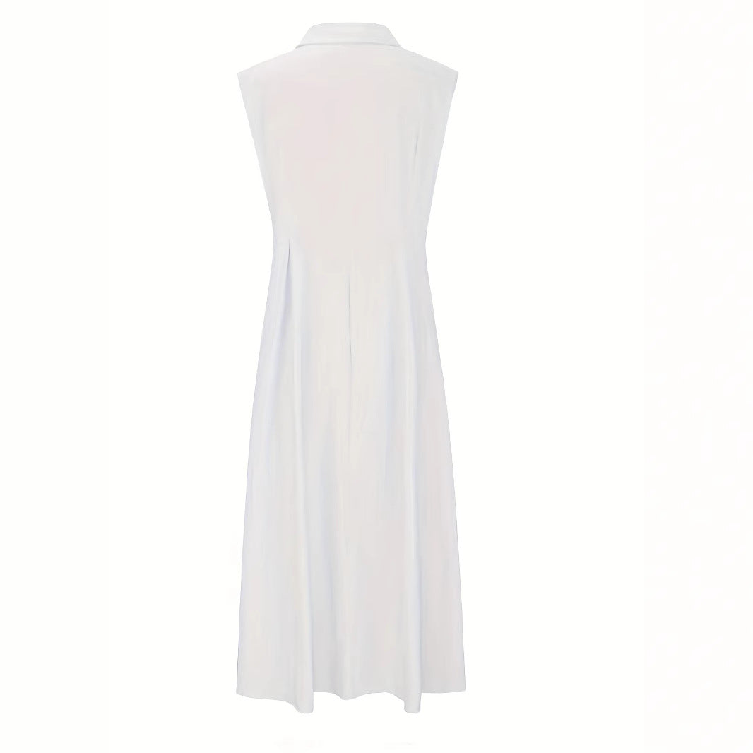 Damen Sommerliches Maxi-Kleid mit Knopfleiste und ärmellosem Design EB