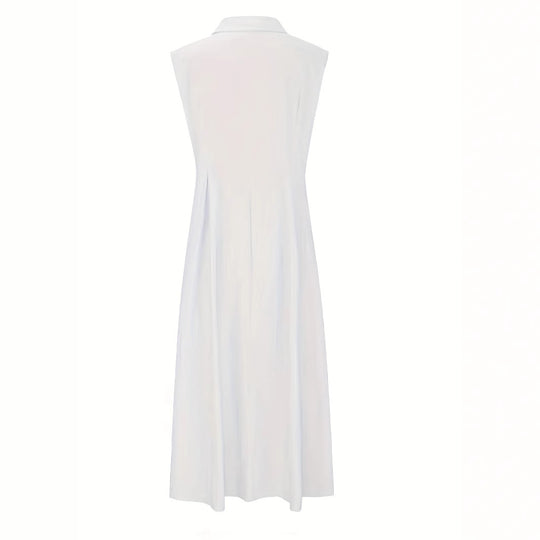 Damen Sommerliches Maxi-Kleid mit Knopfleiste und ärmellosem Design EB