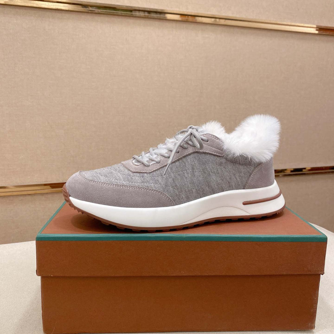 Damen Sportliche Sneakers mit luxuriösem Fellkragen EB