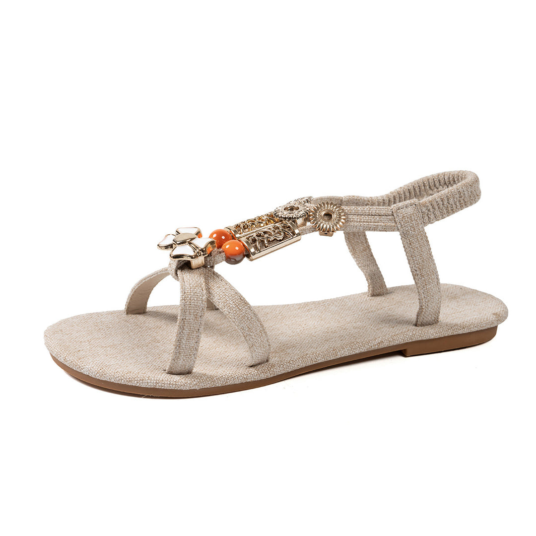 Damen Elegante Sandalen mit floralem Schmuckdesign EB