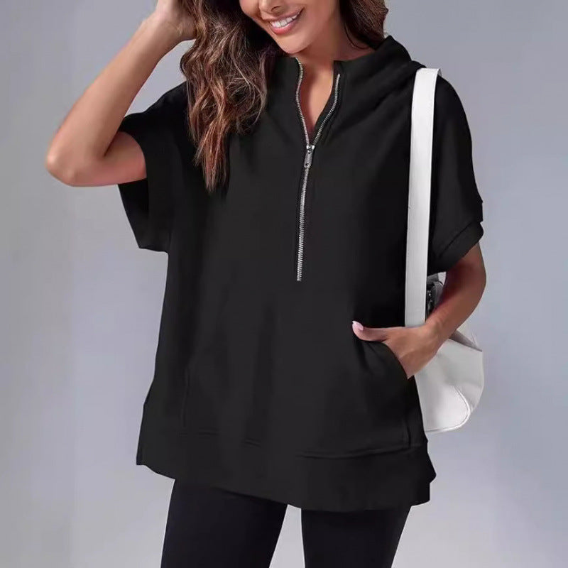 Damen Lässiger Kapuzenpullover mit Reißverschluss und praktischen Taschen EB